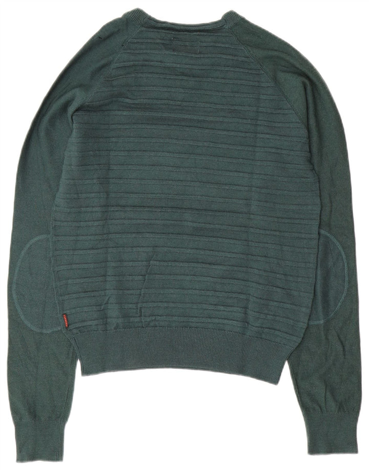 CARRERA Suéter tipo jersey para mujer con cuello barco UK 14 Rayas verdes medianas