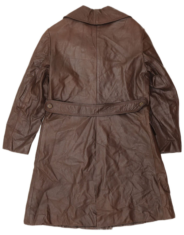 Vintage mujer cuero abrigo Reino Unido 14 marrón medio