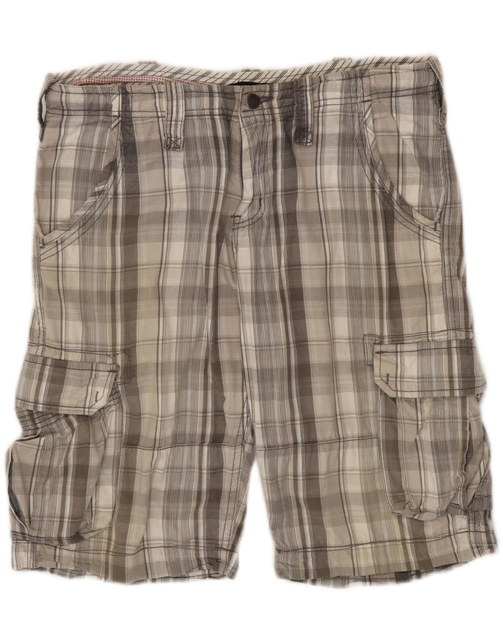 Scorpion Bay Pantalones cortos tipo cargo para hombre W34 Algodón a cuadros gris grande