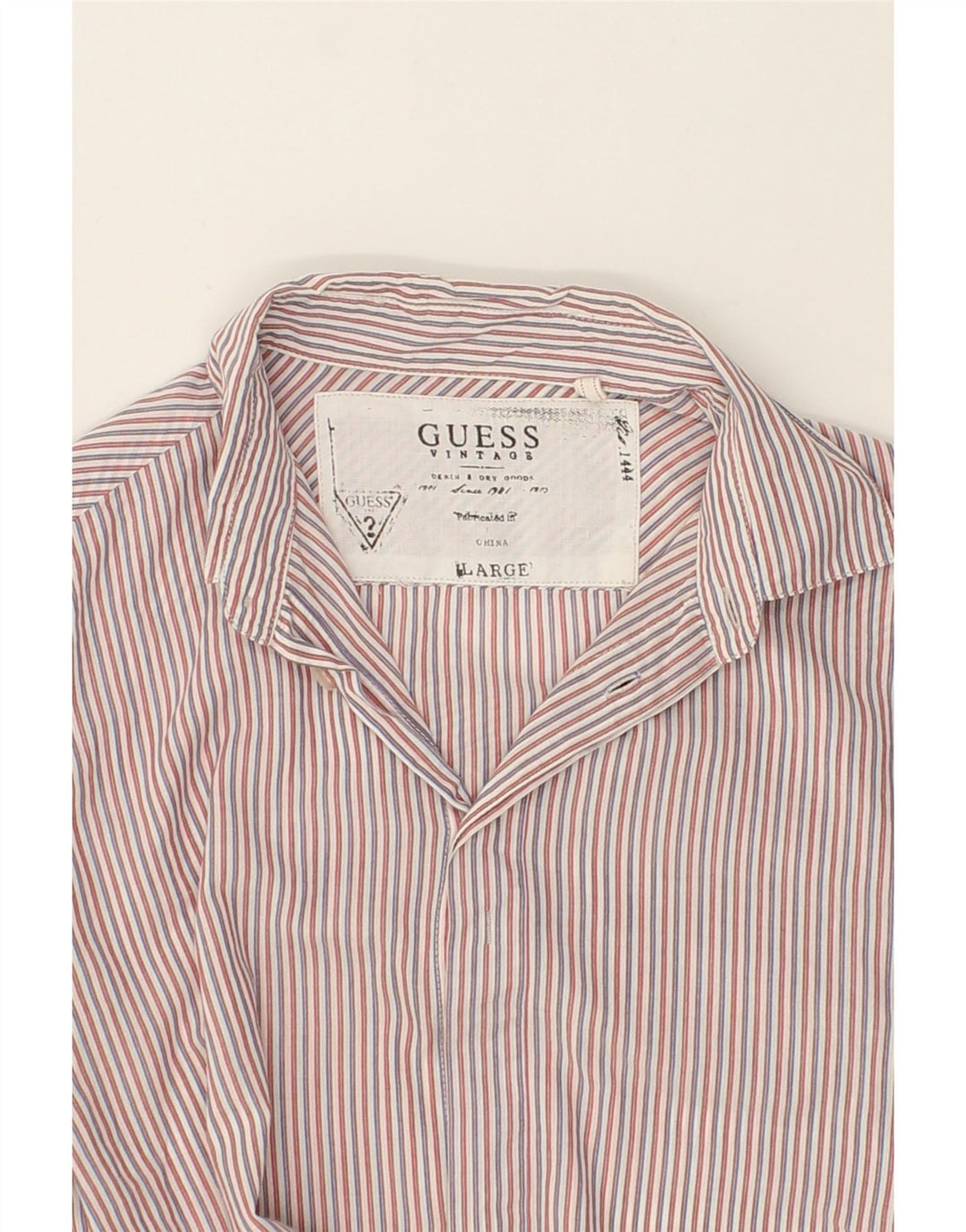 GUESS Mens Shirt Large Multicoloured Striped Cotton | Vintage Guess | Thrift | Second-Hand Guess | Used Clothing | Messina Hembry 