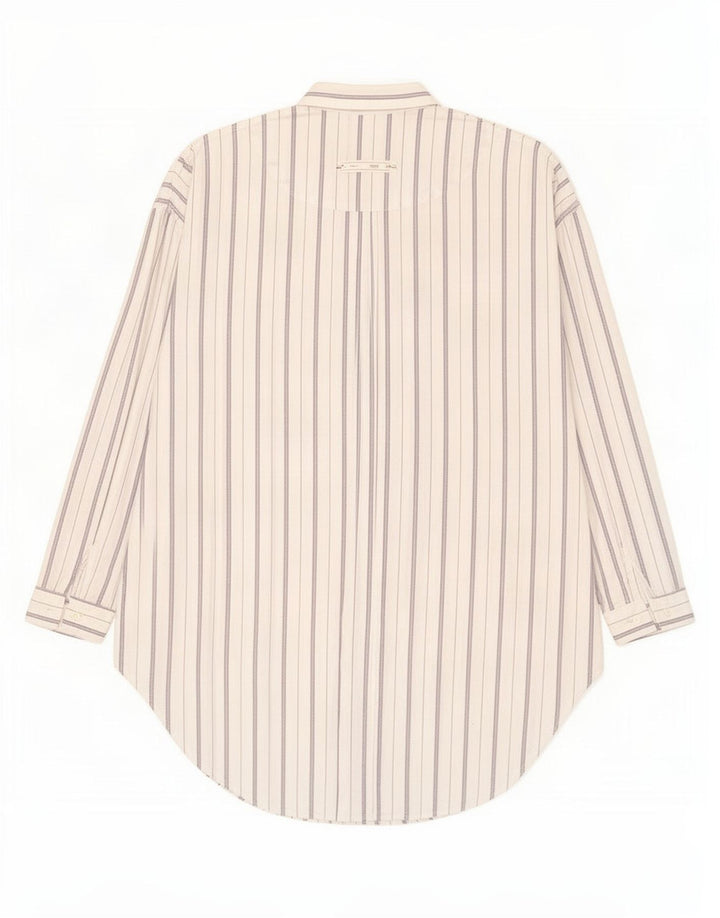 Benetton Jersey De Manga 3/4 Para Mujer UK 40 Small Blanco A Rayas