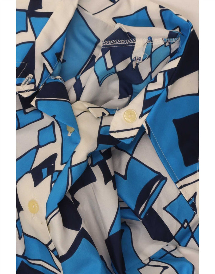Blusa vintage para mujer IT 44 Azul medio Geométrico