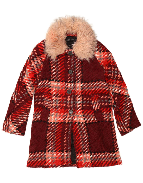 Zara Mujer Abrigo UK 6 XS Cuadros Rojos