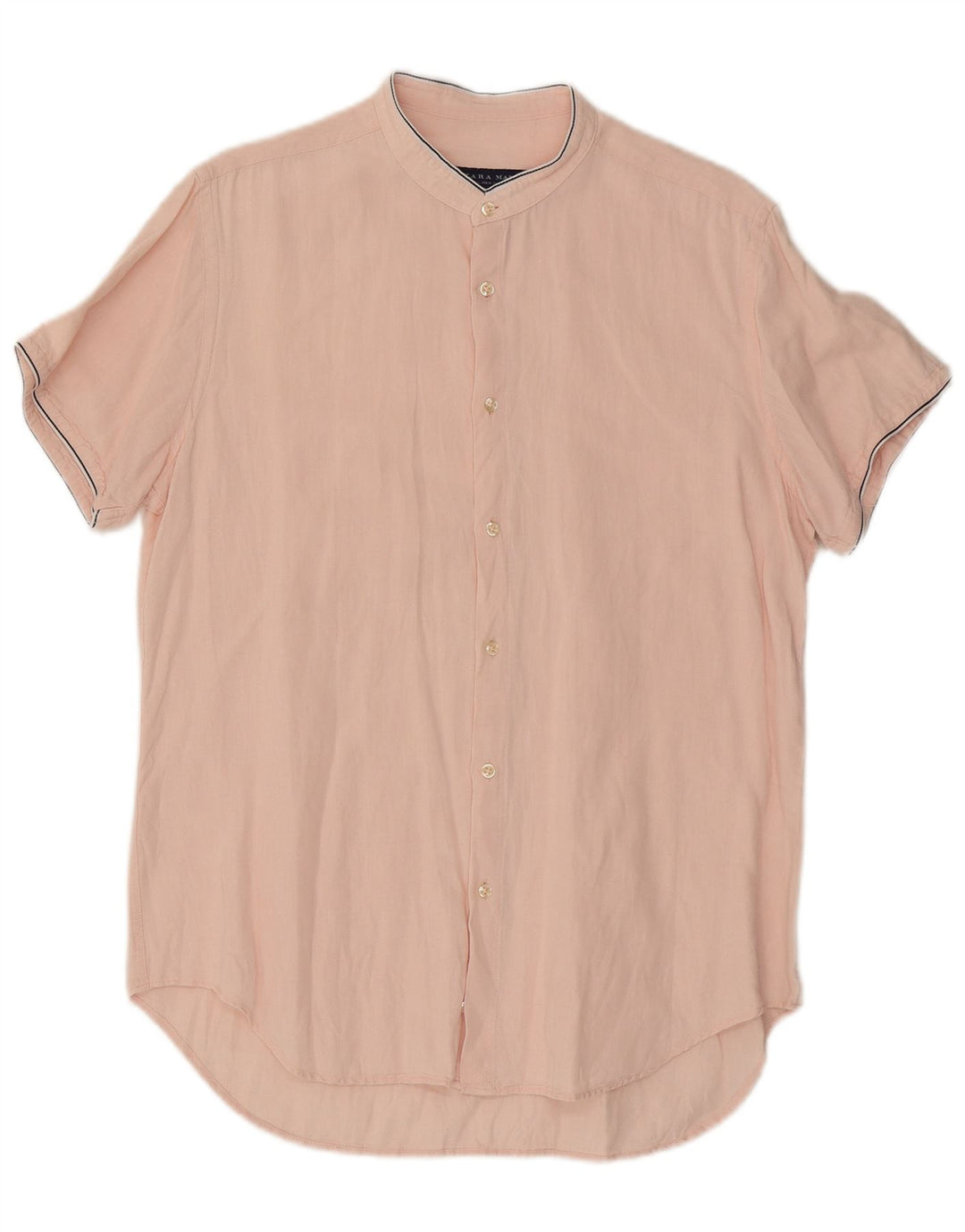 Zara Mens Short Sleeve Slim Fit Shirt Large Pink