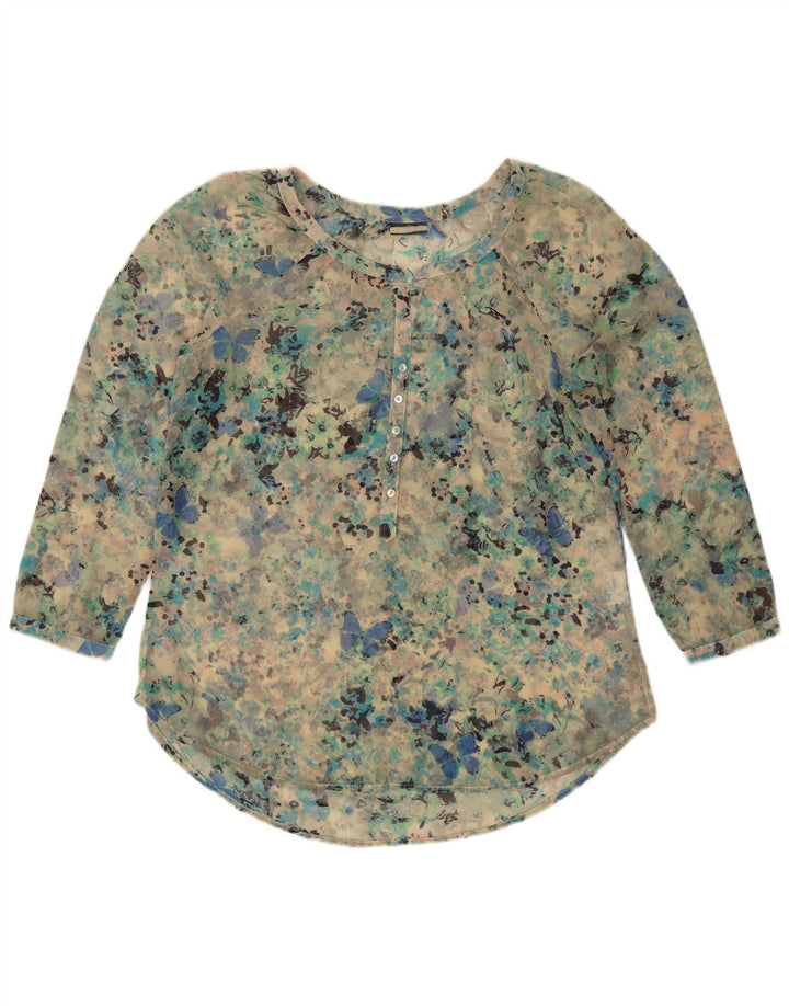 Vintage mujer blusa Top Reino Unido 18 XL turquesa manchado