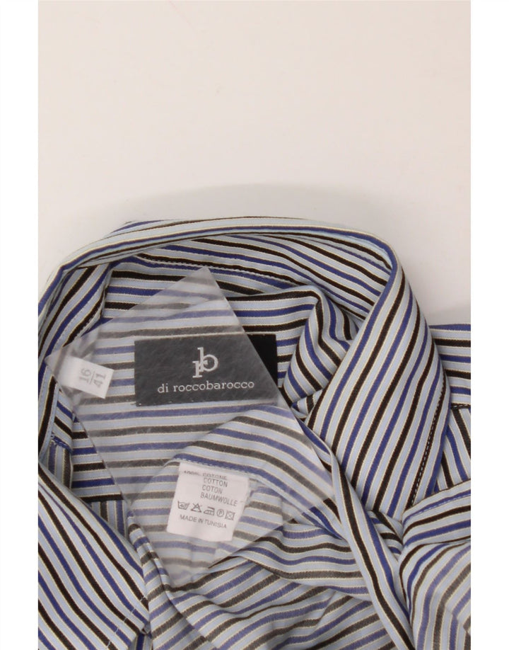 ROCCOBAROCCO Camisa Hombre Talla 41 16 Algodón Rayas Azul Grande