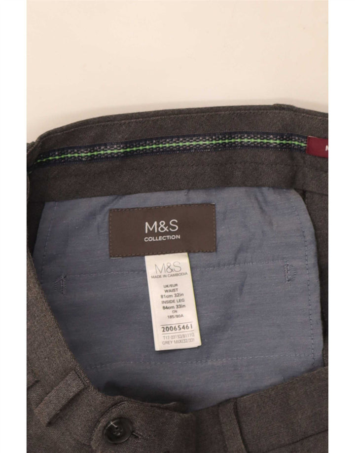 Marks & Spencer Pantalón de traje ajustado para hombre W32 L33 Poliéster gris
