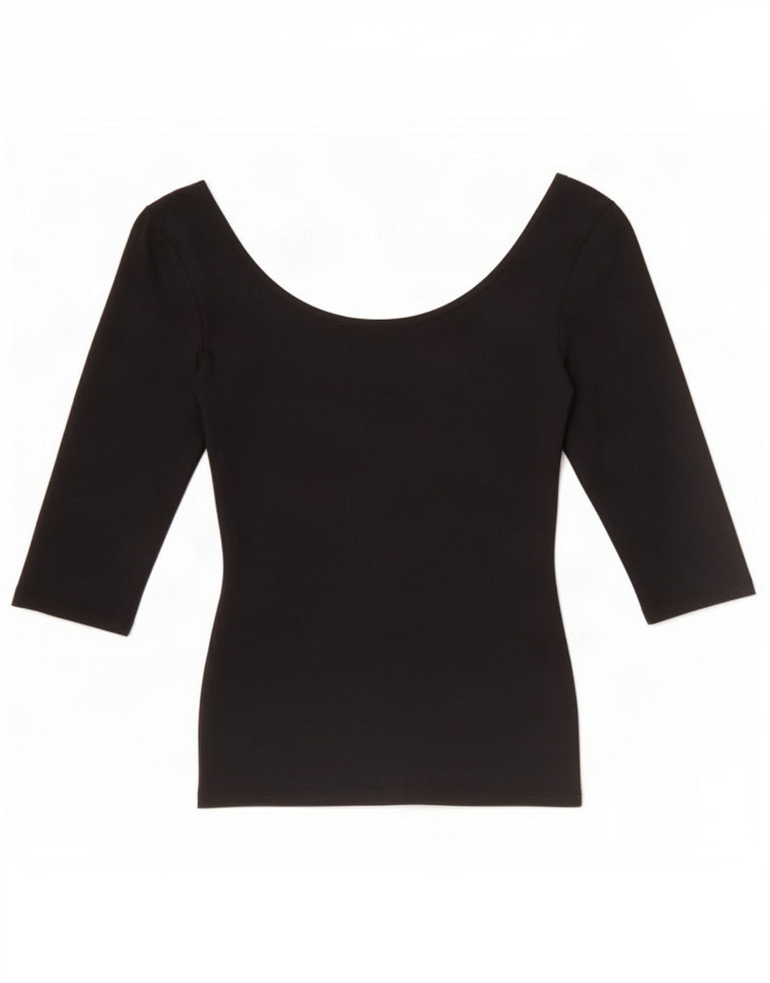 Zara Mujer Crop Off Hombro Top Manga 3/4 UK 8 Pequeño Poliamida Negro