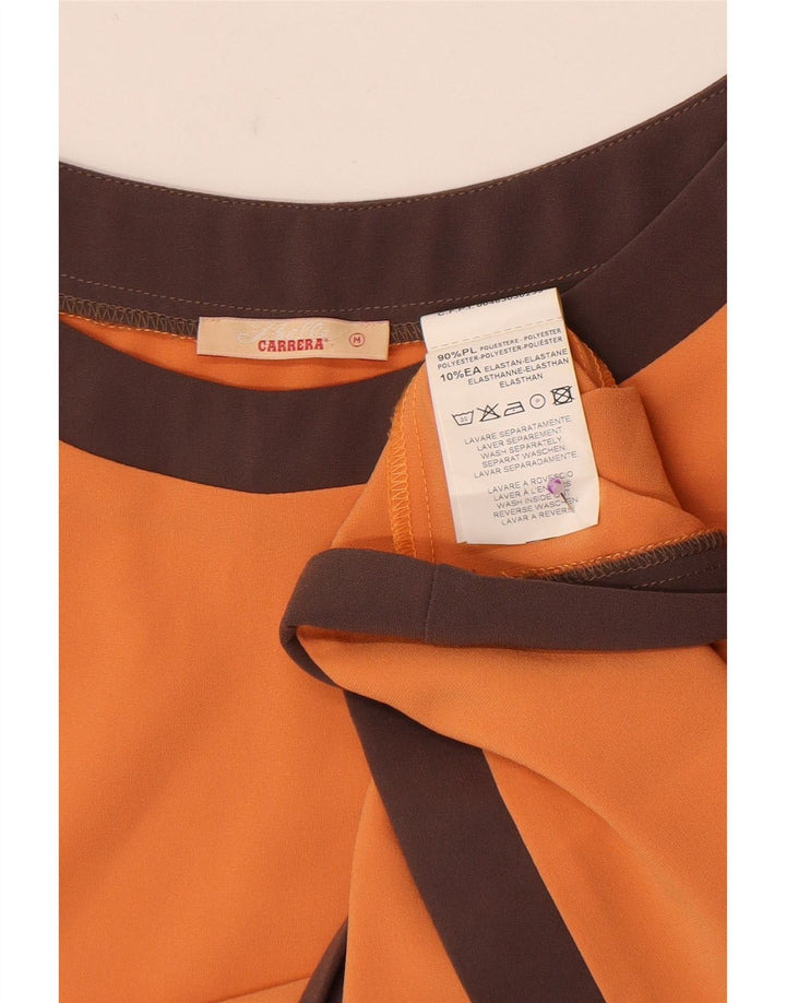 Carrera Blusa corta para mujer UK 10 Small Naranja Colorblock Poliéster