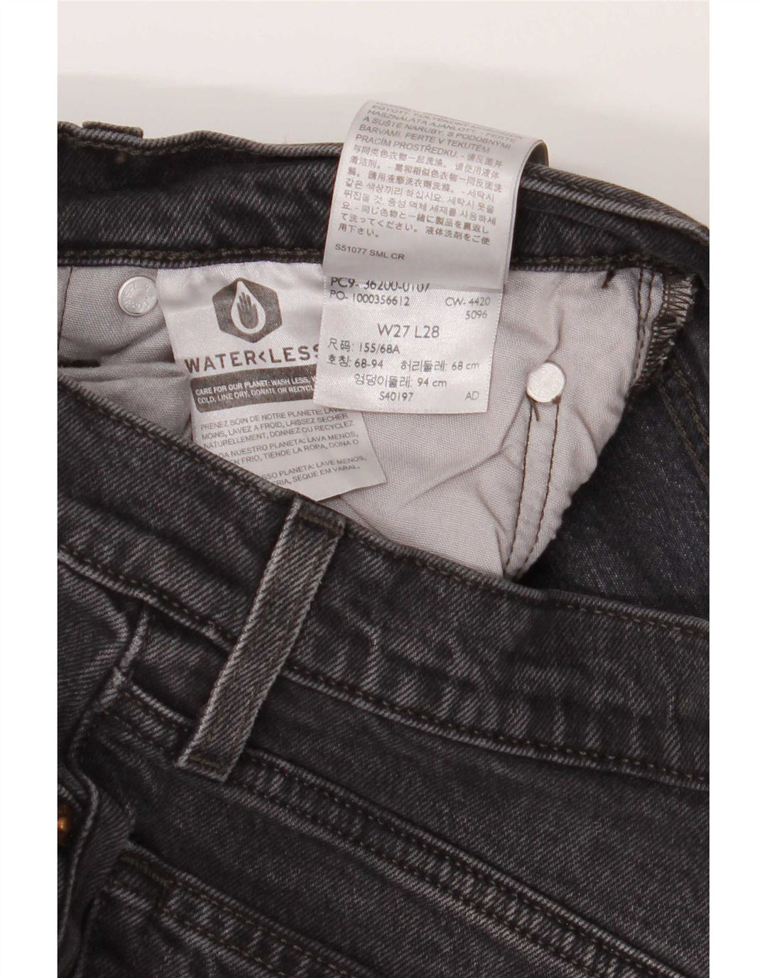 Levi's Vaqueros Rectos 501 Para Mujer W27 L28 Algodón Gris