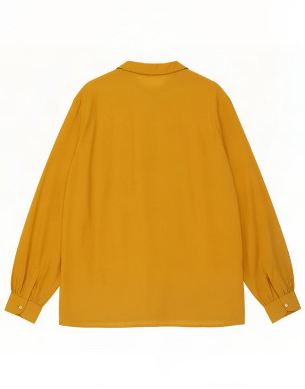 Blusa camisera vintage para mujer UK 44 Seda amarilla mediana