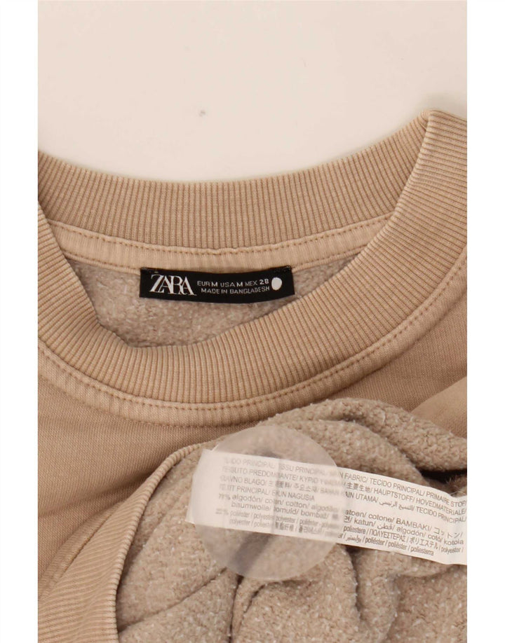 Zara Mujer Sudadera Extragrande Jersey UK 44 Algodón Beige Medio