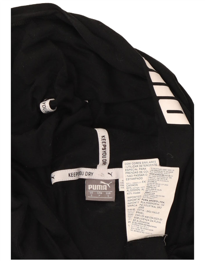 PUMA Top gráfico con capucha para mujer, manga larga, UK 10 Small, algodón negro