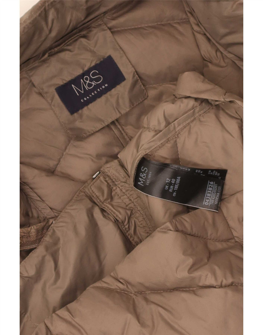 Marks & Spencer Chaqueta acolchada para mujer UK 42 Poliamida marrón medio