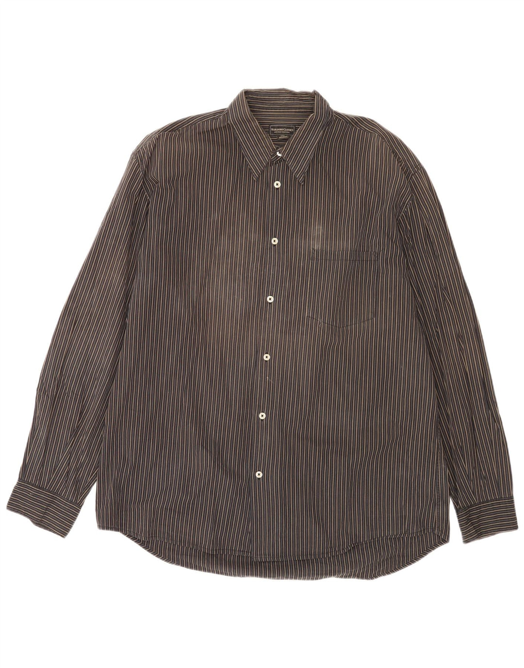 Camisa Marlboro Classics Hombre 2XL Algodón Rayado Negro