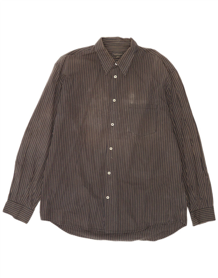 Camisa Marlboro Classics Hombre 2XL Algodón Rayado Negro