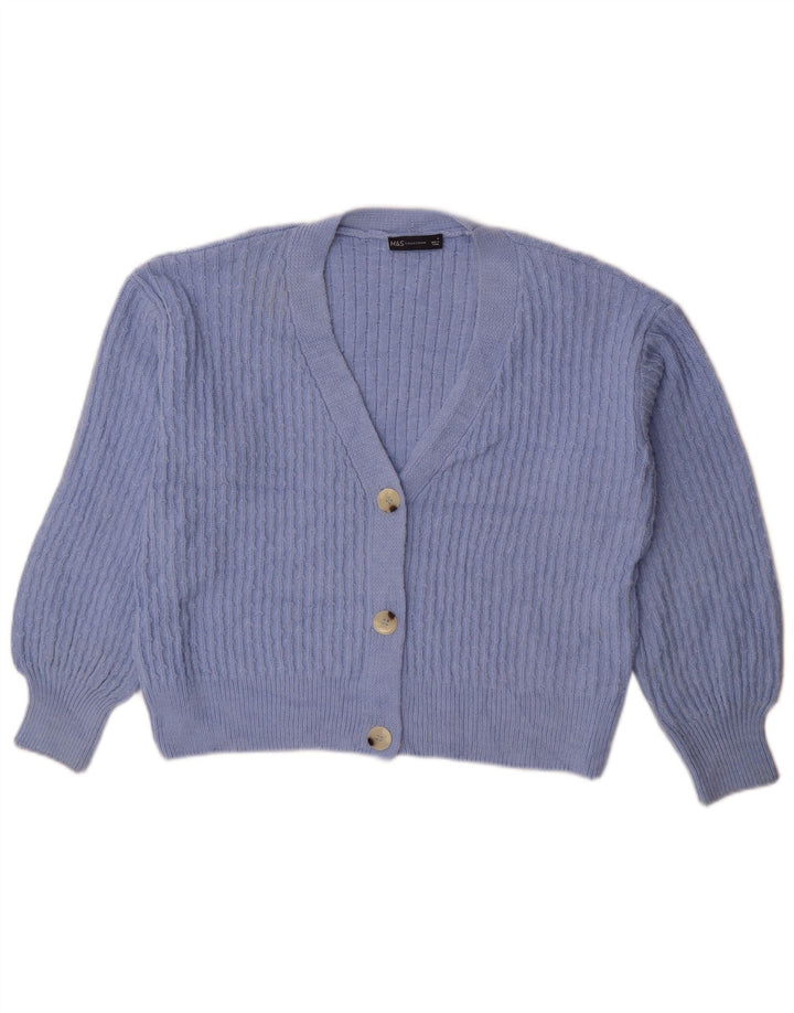 Marks & Spencer Suéter tipo cárdigan extragrande corto para mujer UK 44 Azul medio