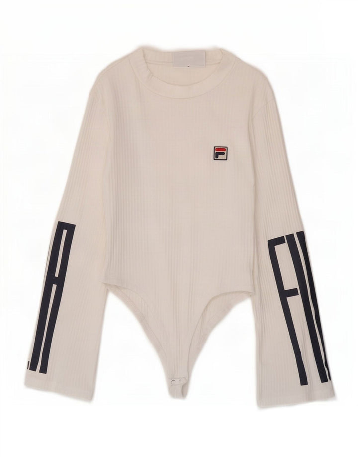 Fila Body gráfico de manga larga para mujer UK 4 XS Blanco