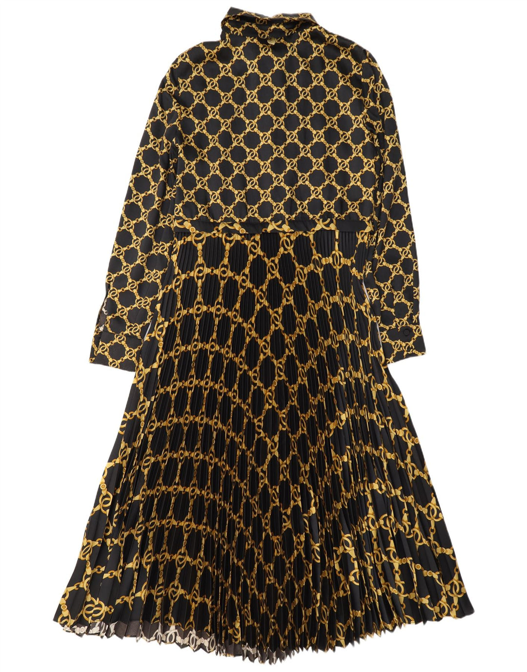 Twinset Maxivestido de manga larga con estampado abstracto para mujer, talla 44, talla M, color negro