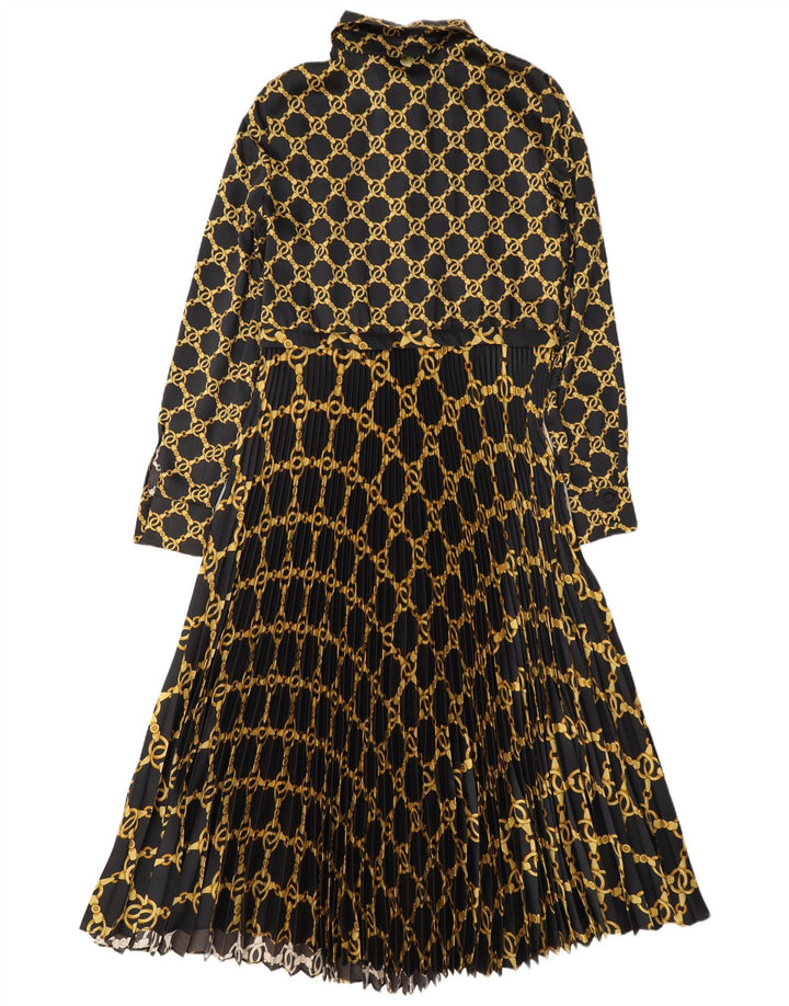 Twinset Maxivestido de manga larga con estampado abstracto para mujer, talla 44, talla M, color negro