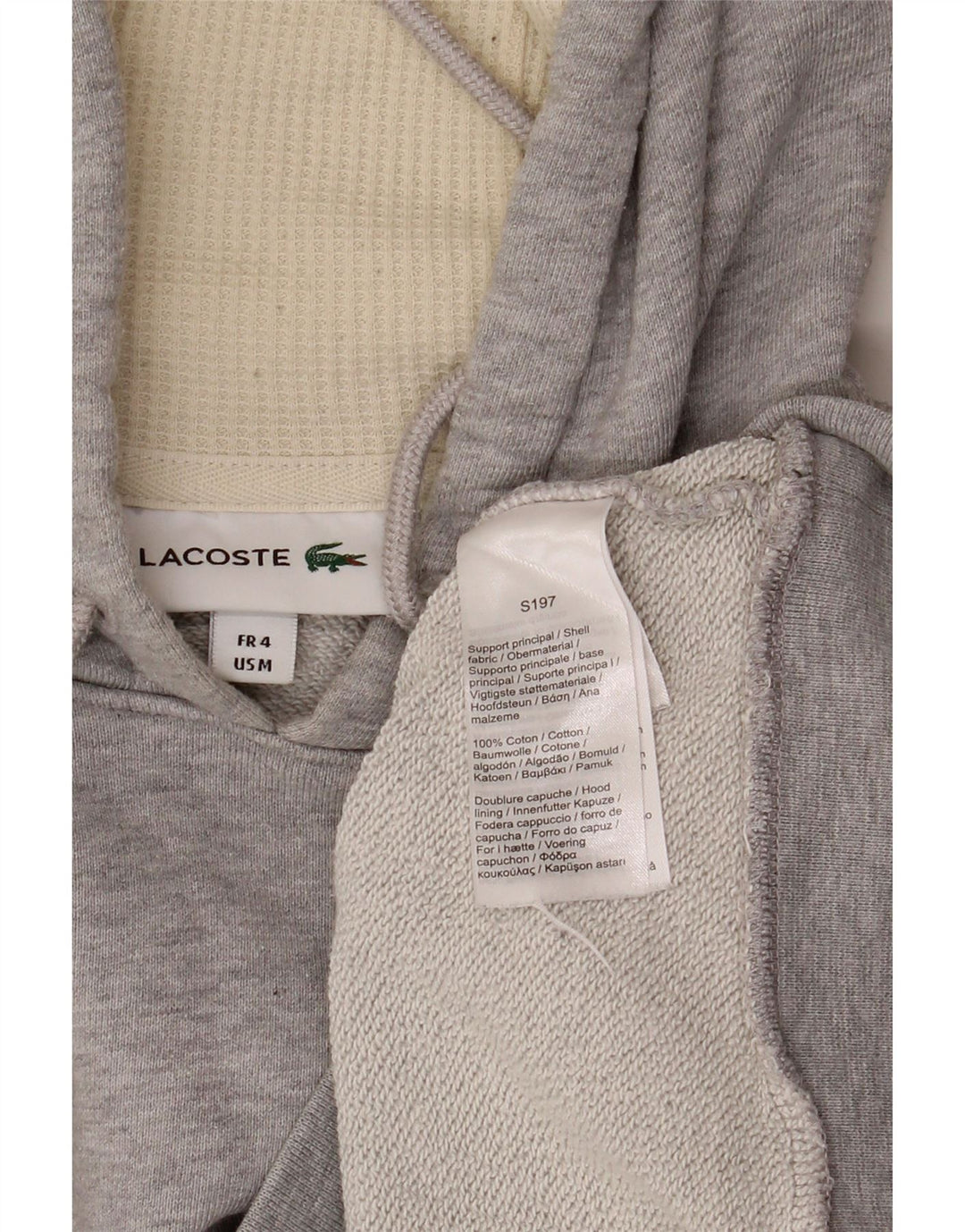 LACOSTE Sudadera con capucha para hombre talla 4 Algodón gris medio