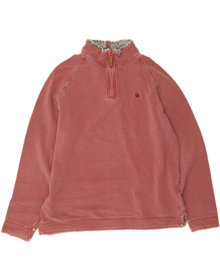 Sudadera con capucha y cuello con cremallera para hombre Fat Face Jersey grande de algodón rosa