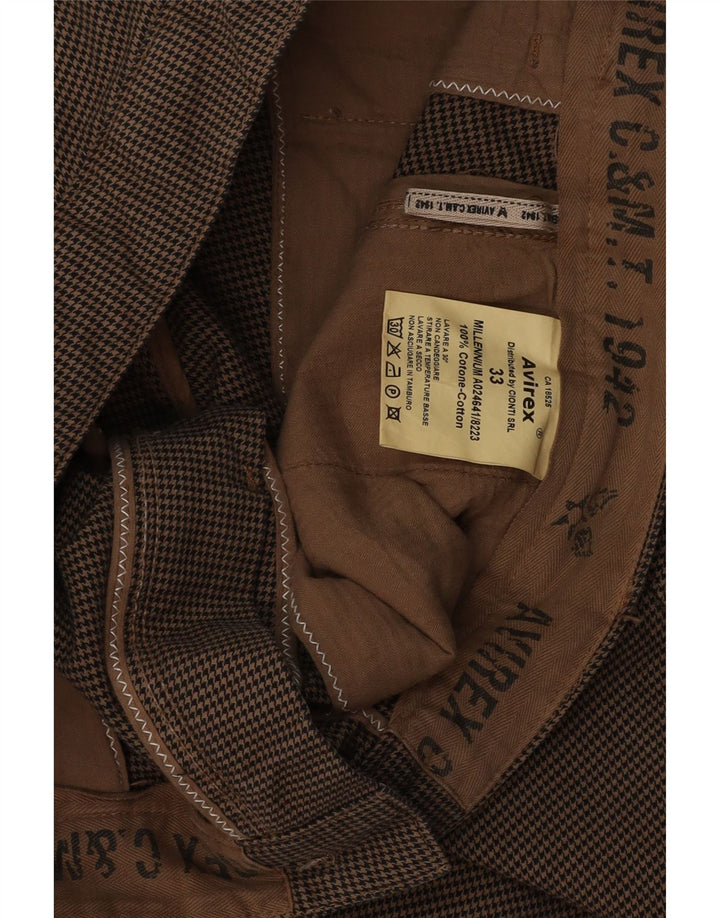 AVIREX Pantalón chino recto para hombre W33 L32 Algodón de pata de gallo marrón