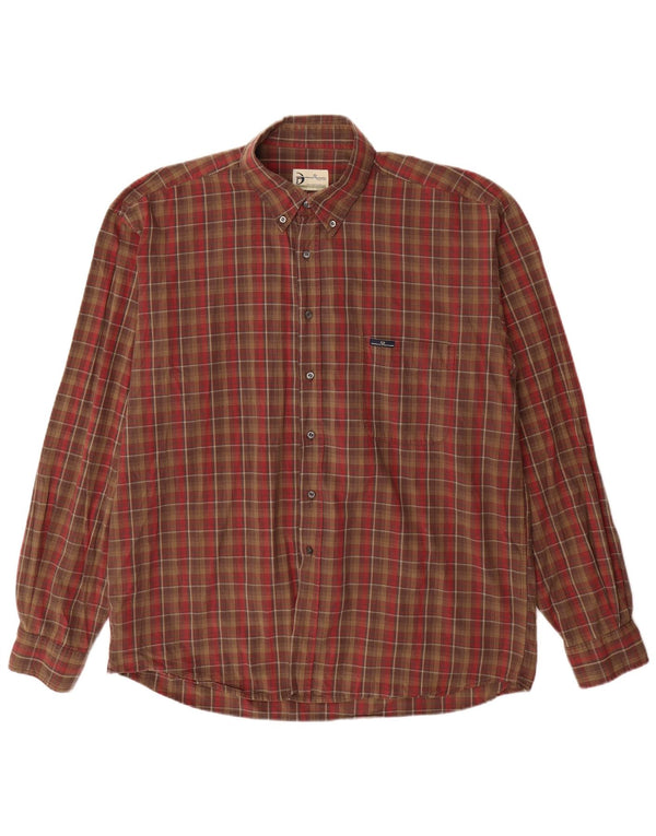 Sergio Tacchini Camisa Hombre 2XL Algodón Cuadros Marrón