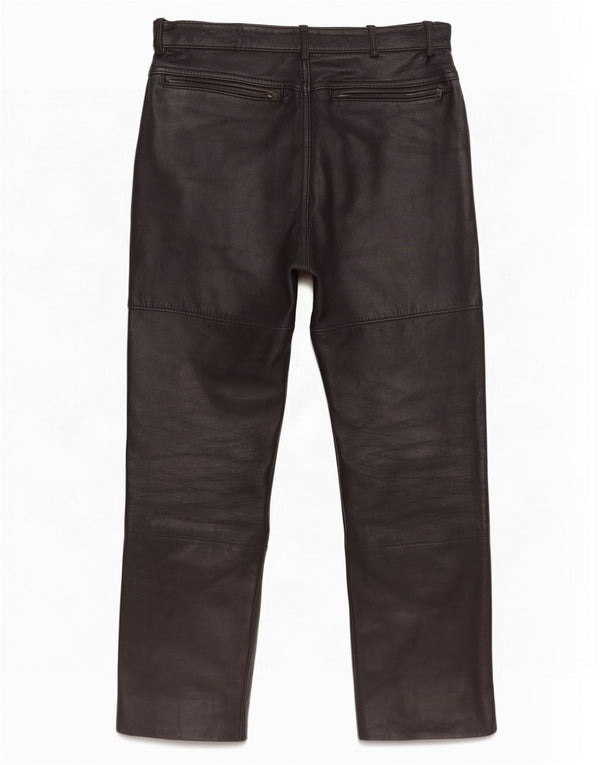 Vintage hombres pantalones de cuero rectos EU 48 Medio W30 L28 Negro