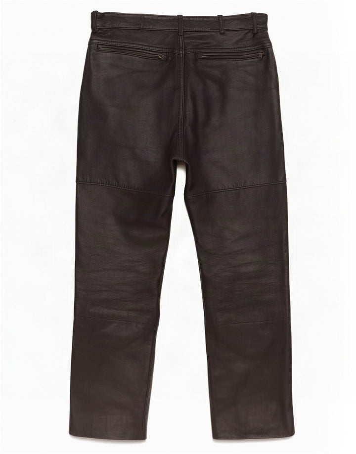 Vintage hombres pantalones de cuero rectos EU 48 Medio W30 L28 Negro