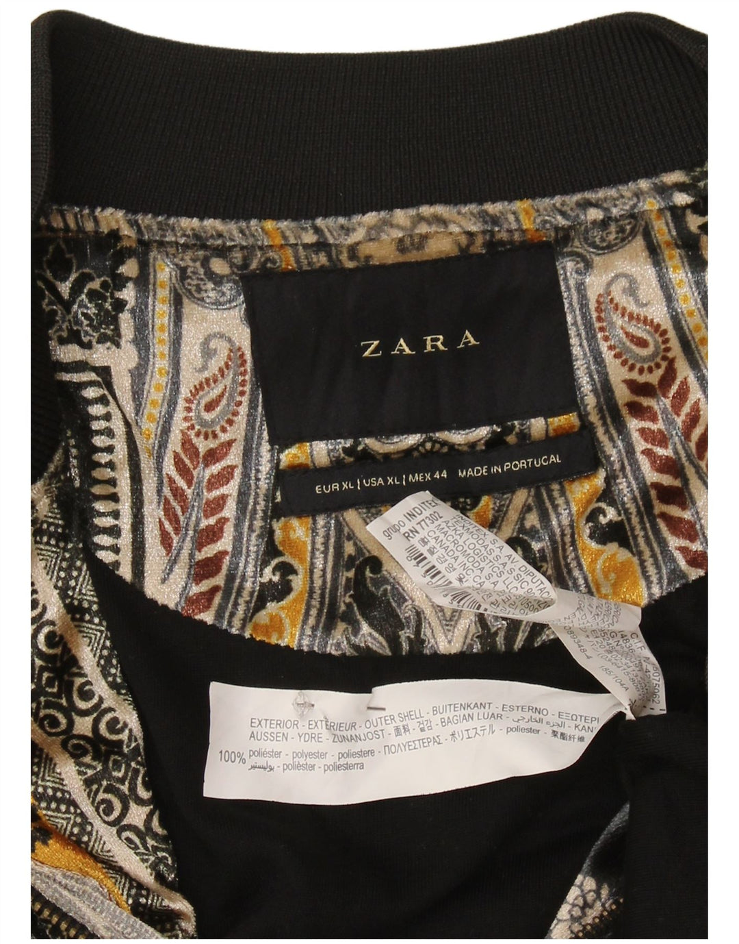 Zara Mujer Cazadora Bomber ES 40 XL Poliéster Paisley Multicolor