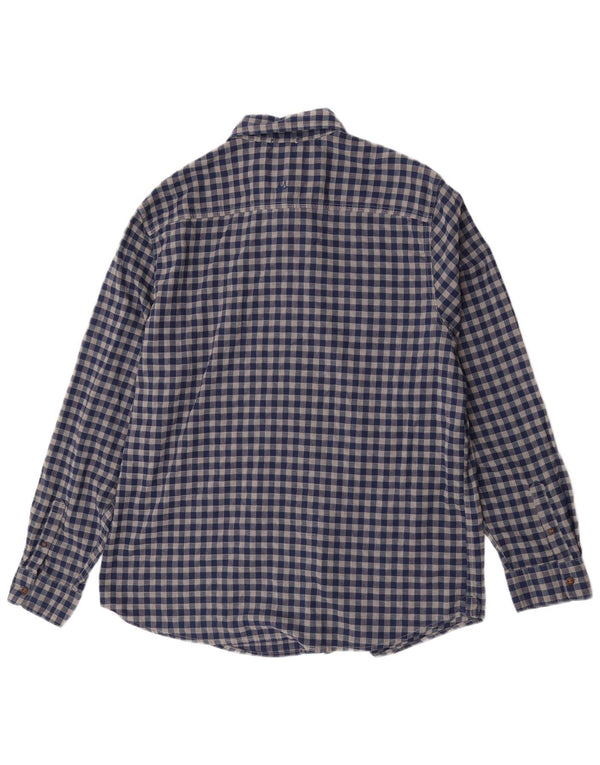 Mantaray Camisa para hombre grande a cuadros azul marino