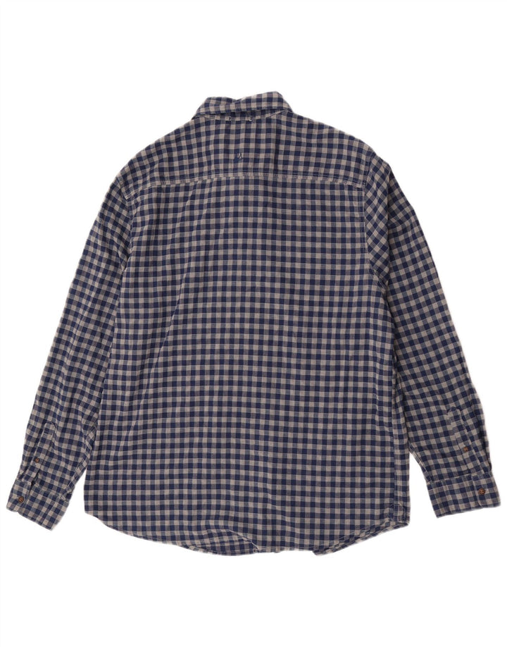 Mantaray Camisa para hombre grande a cuadros azul marino