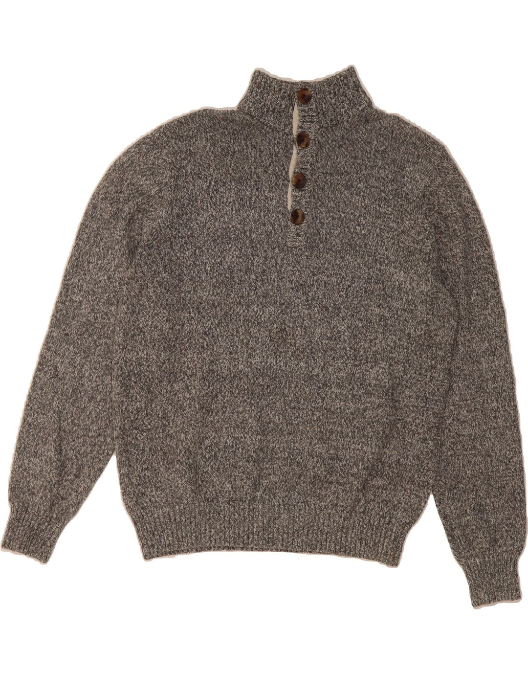 IZOD Womens Button Neck Jumper Sweater UK 12 Medium Grey Flecked Acrylic Vintage Izod and Second-Hand Izod from Messina Hembry 