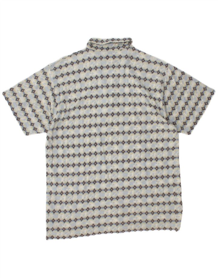 SAVVY Polo con cuello con cremallera para hombre Algodón azul medio Argyle/Diamond