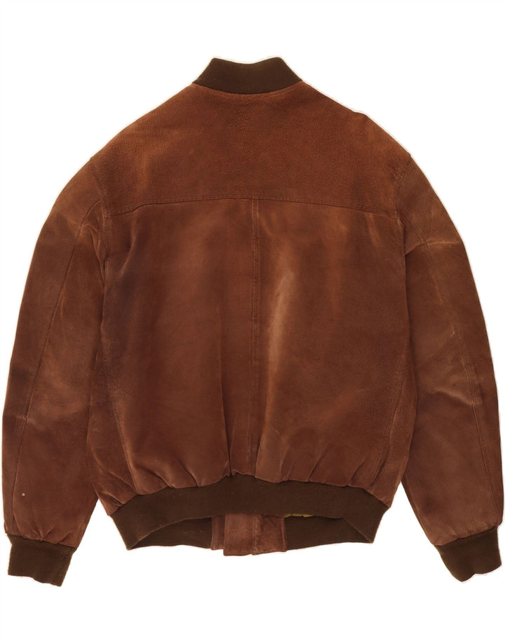 VINTAGE Chaqueta bomber de ante para hombre Reino Unido 40 Cuero marrón grande