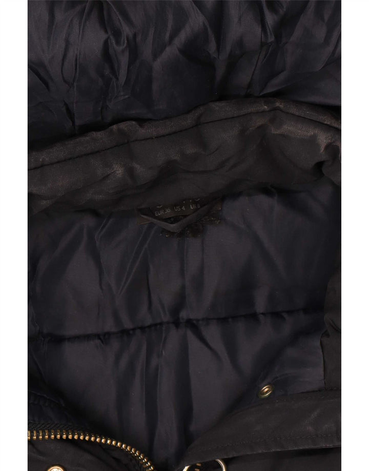 Topshop Chaqueta acolchada con capucha para mujer UK 8 Small Poliéster azul marino