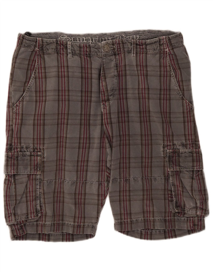 Scorpion Bay Pantalones cortos tipo cargo para hombre W36 Algodón a cuadros gris grande