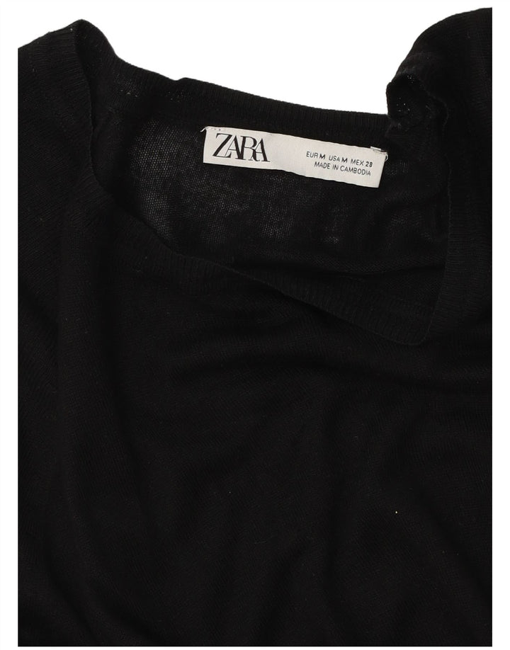 Zara - Jersey con cuello barco para mujer, talla 40, talla M, color negro