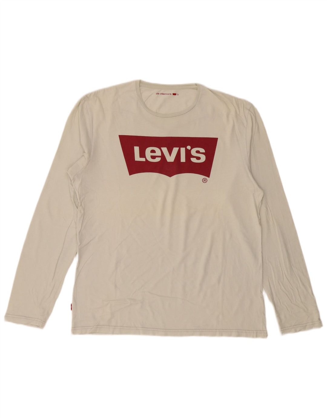 LEVI'S Top gráfico para hombre de manga larga de algodón blanco grande