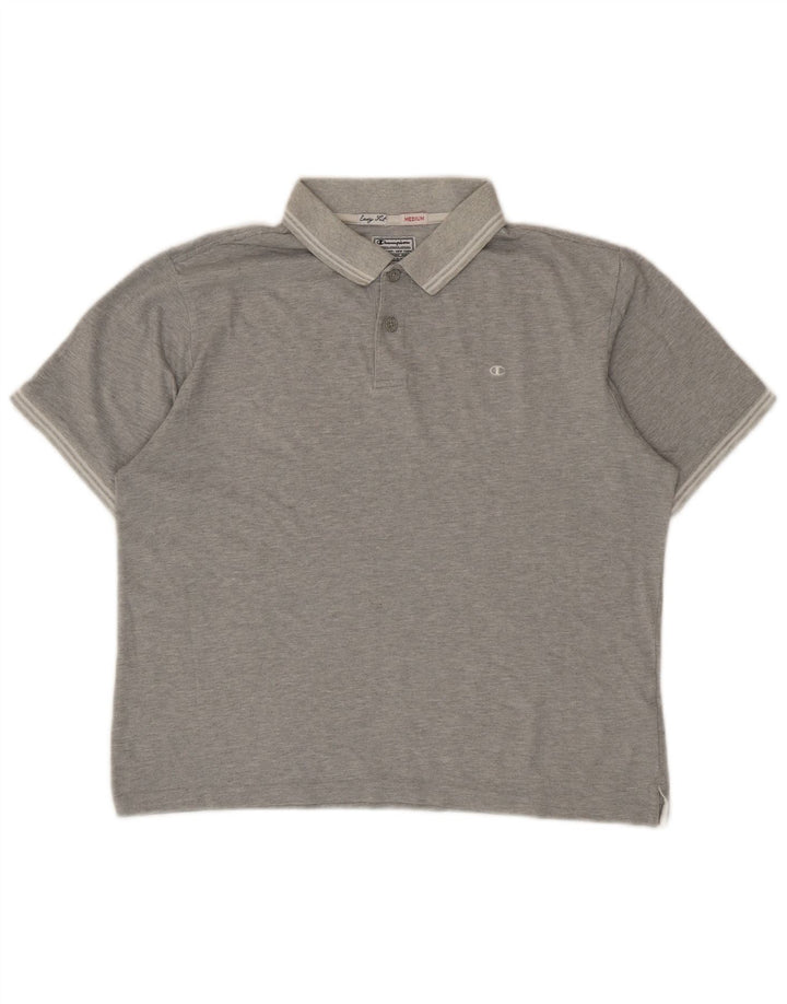 CHAMPION Mens Easy Fit Polo Shirt Medium Grey Cotton