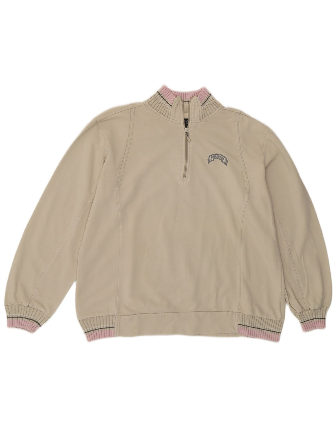 CHAMPION Sudadera con cuello y cremallera para mujer UK 18 XL Algodón beige