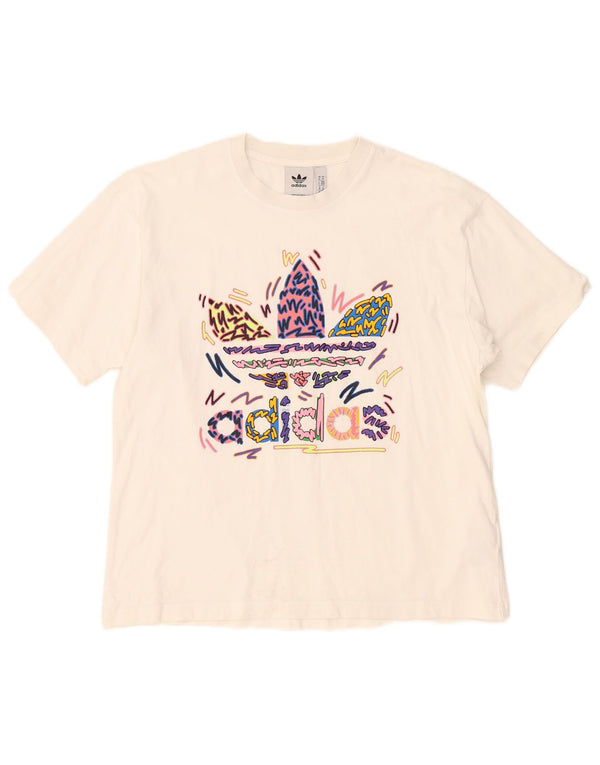 Adidas - Camiseta gráfica para hombre, talla mediana, algodón blanco