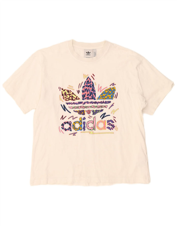Adidas - Camiseta gráfica para hombre, talla mediana, algodón blanco