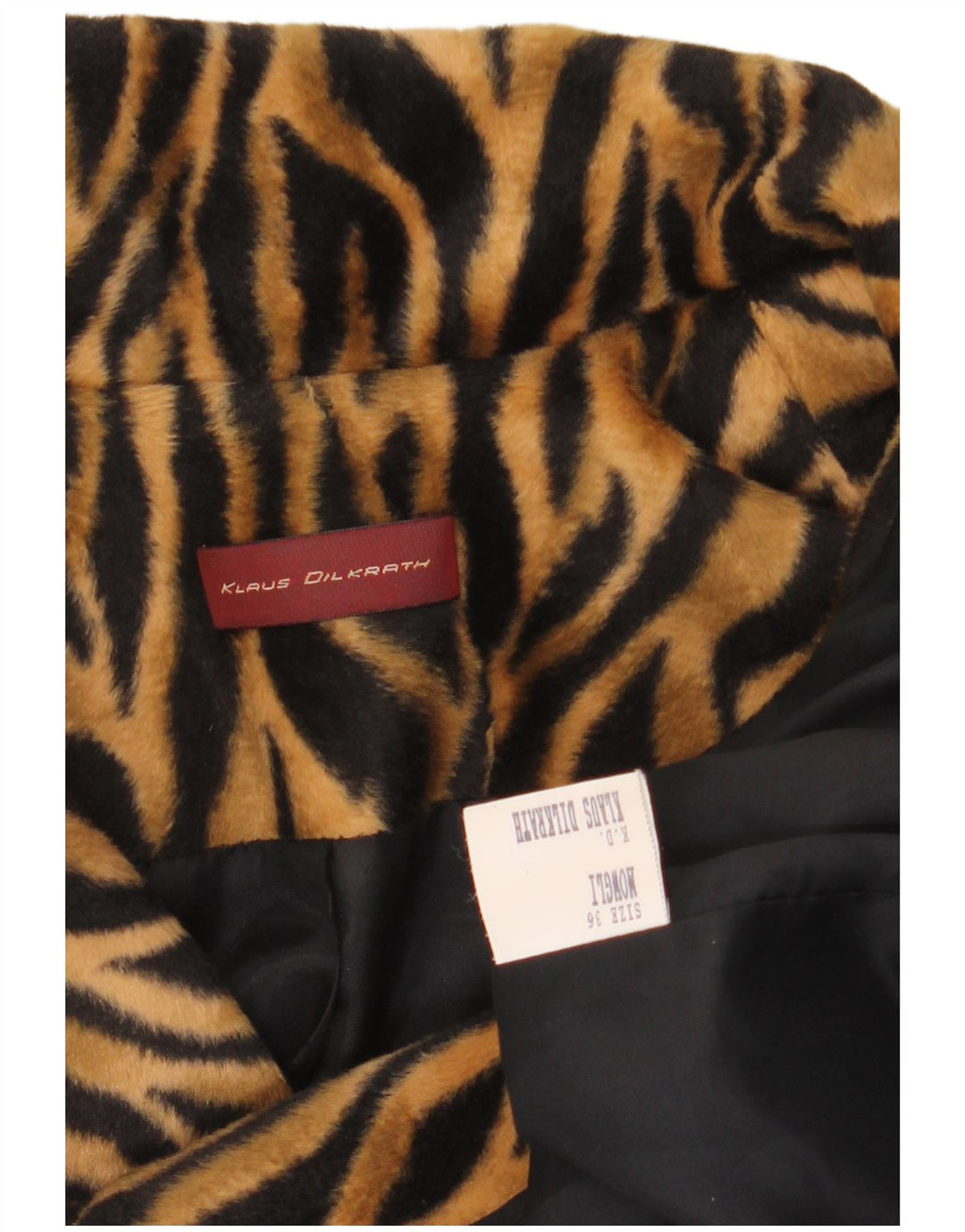 VINTAGE Mujer 2 Botones Blazer Chaqueta EU 36 Pequeño Marrón Animal Print