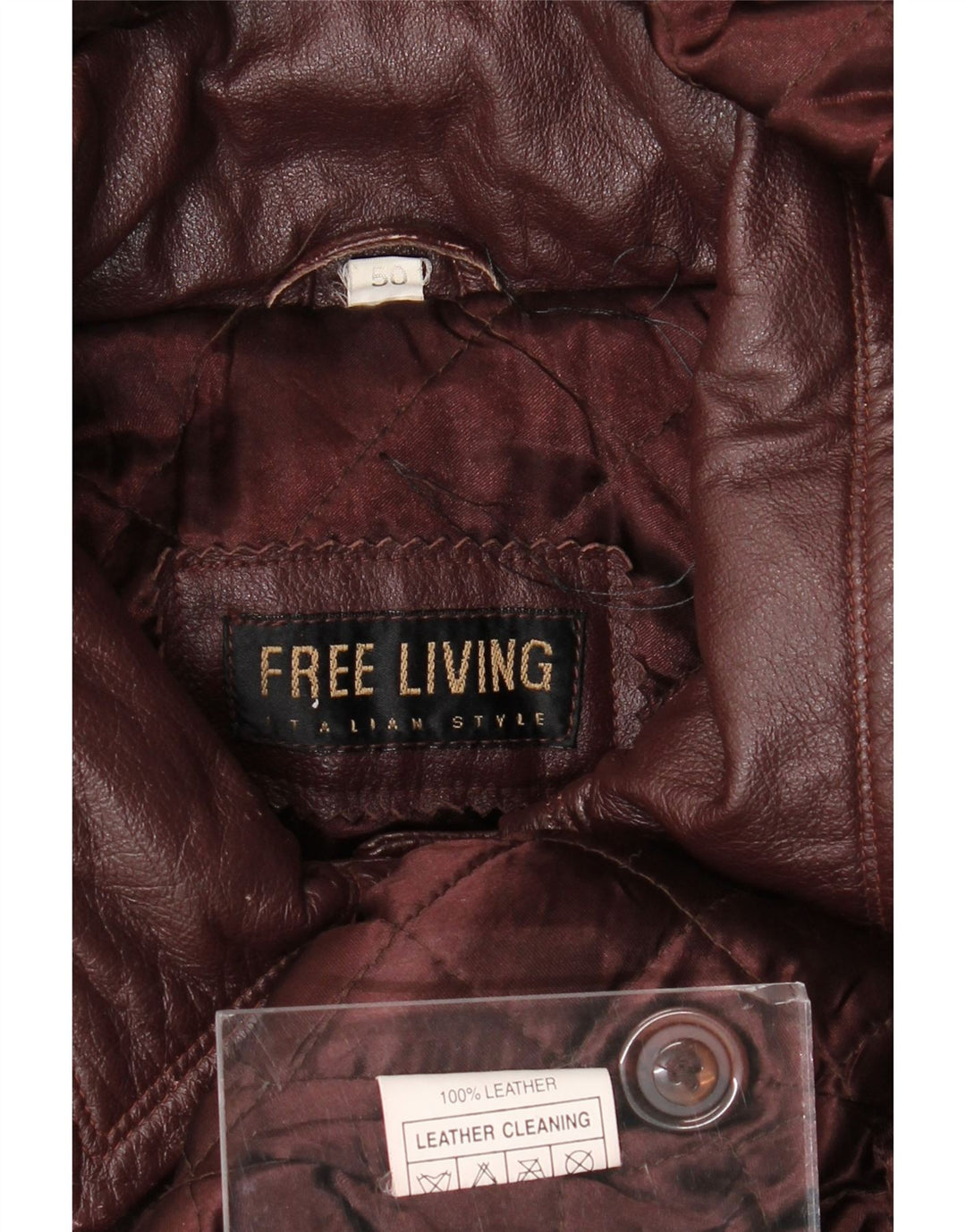 Vintage mujer abrigo de cuero con capucha de gran tamaño IT 50 XL cuero granate