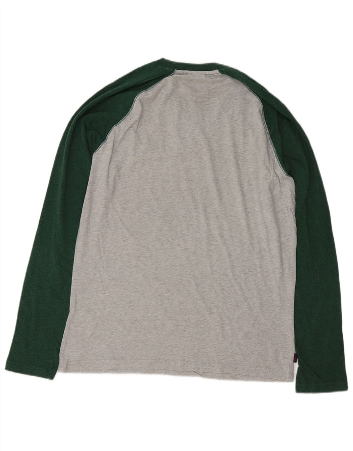 SUPERDRY Hombre Camiseta de manga larga de algodón color block gris medio