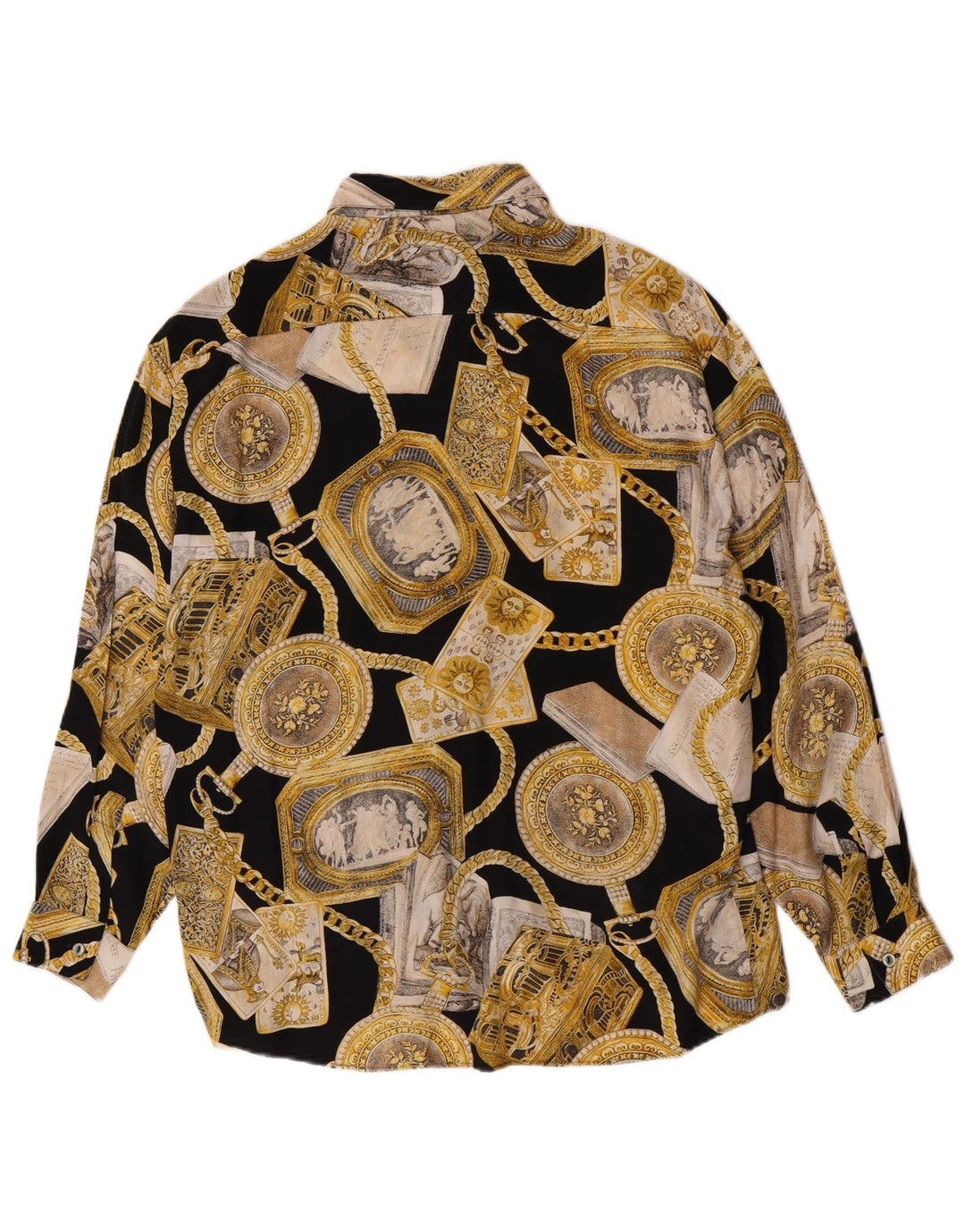 Camisa Tipo' S Hombre Con Estampado Abstracto Viscosa Negra Mediana
