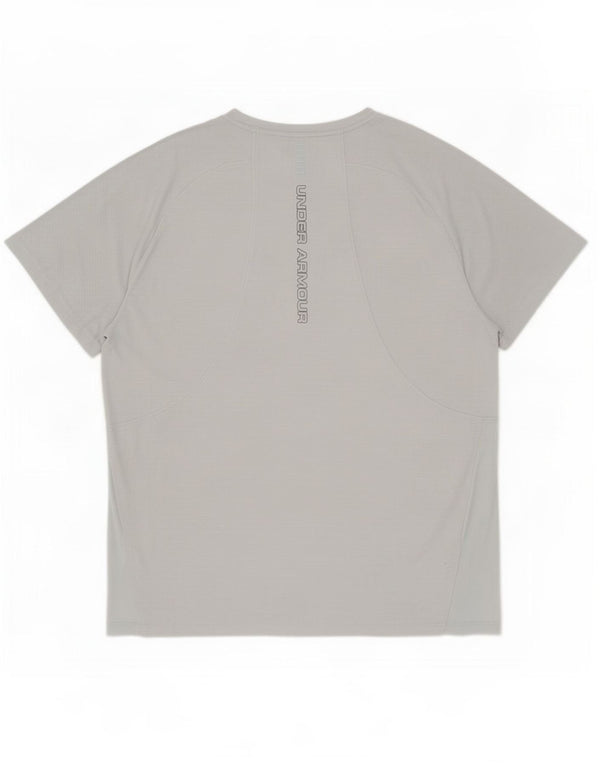 Under Armour Mens Heat Gear Graphic T-Shirt Top 2XL Grey Pinstripe
