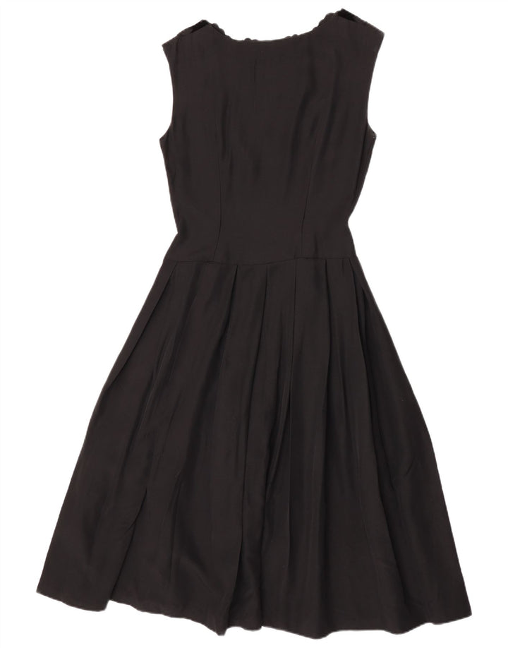 Vintage mujer sin mangas A-Line vestido EU 36 pequeño negro
